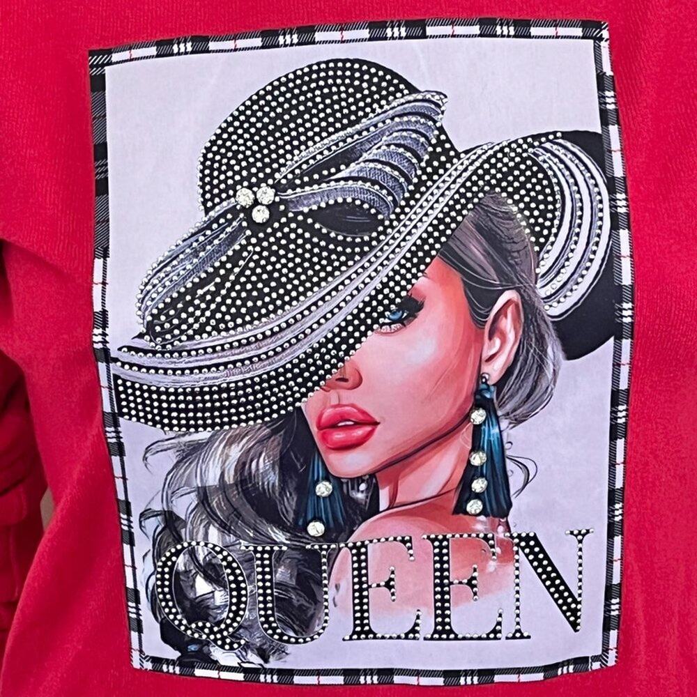 VTG DAVIDA USA Rhinestone Embellished Diva Fashionista Graphic Sweater SZ S